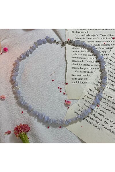 Elifsu Jewelry Kalsedon Taşı Doğal Taş Kırıktaş Kolye