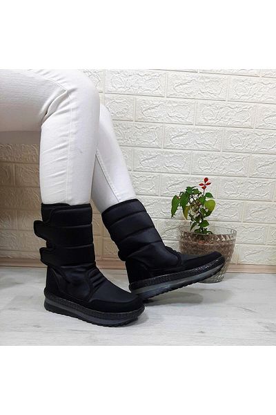 Twingo 815 Black Color Fur Lined Side Velcro Boots