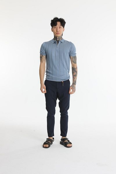 The Champ Clothing Πλεκτό ανδρικό πλεκτό μπλουζάκι Polo Neck με φερμουάρ