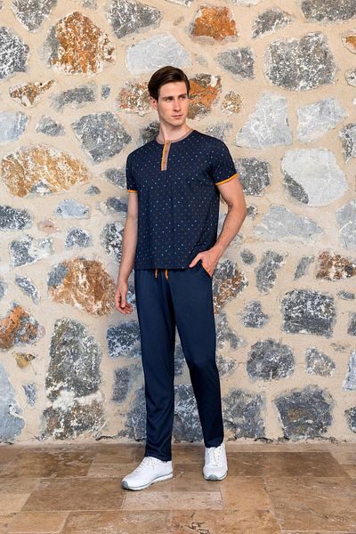 Doreanse Men's Large Size Short Sleeve Navy Pajamas Suit CPT5N154Y42
