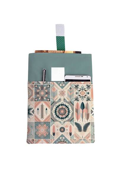 HRS Desenli Yıkanabilir Cepli Kitap Kılıfı 20 x 25 cm Çok Amaçlı Çanta Book C...