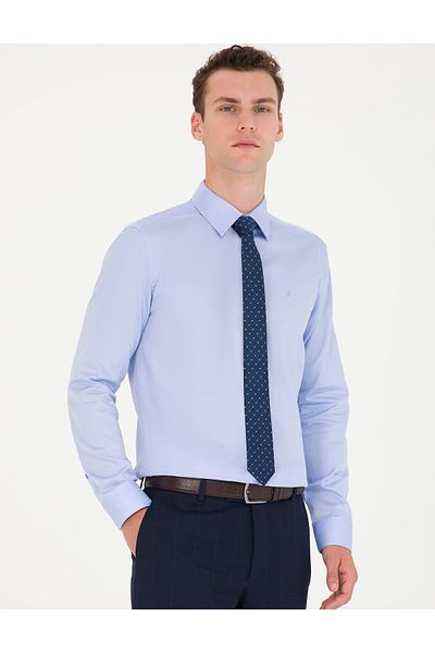 Pierre Cardin PİERRE CARDİN ΥΦΑΝΤΟ ΣΑΤΕΝ ΥΦΑΣΜΑ ΛΕΠΤΟ ΠΟΥΚΑΜΙΣΟ ΣΚΟΥΡΟ ΜΠΛΕ