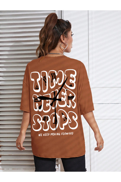 Revasser Tricou din bumbac pieptănat, unisex, pentru femei/bărbați, Time Neve...