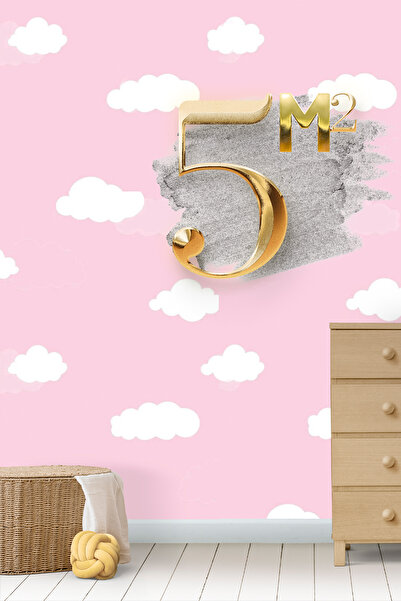 Milky Baby Zümrüt Kids 405-3 Pembe Bulut Desenli Çocuk Duvar Kağıdı 5,33 M²