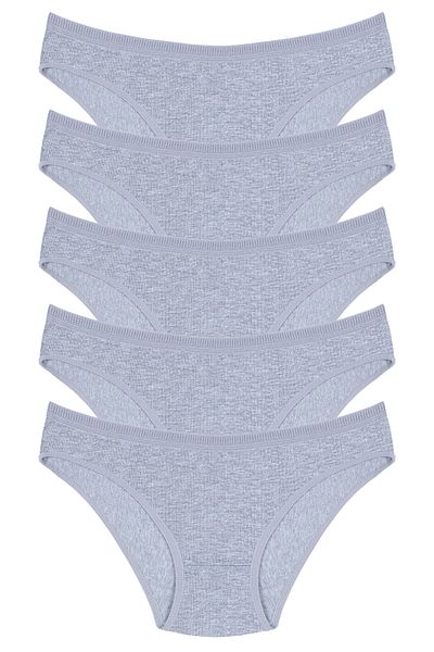 Humaone Women's 100% Cotton 5-Piece Ribbed Bikini Panties