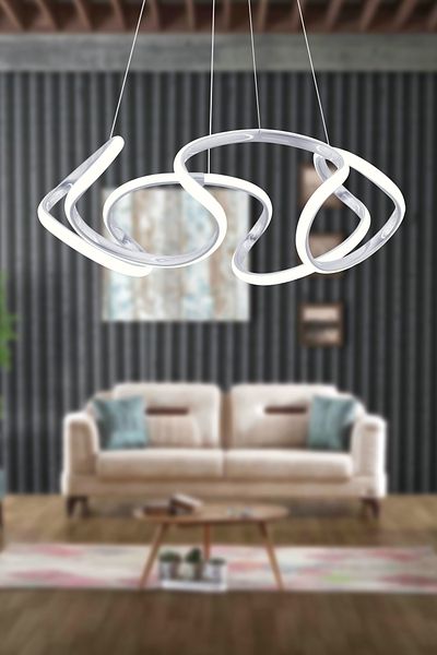 Trend Kitchen مصباح معلق حديث من الكروم من ليفا، ضوء أبيض، ثريا LED لغرفة المعيشة والمطبخ وغرفة المعيشة، إضاءة LED