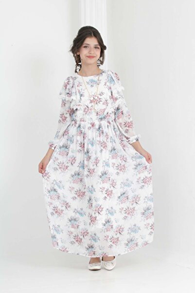 Jannock Φόρεμα λουλουδιών σιφόν για νεαρά κορίτσια μακρύ στο πάτωμα μέχρι χιτ...