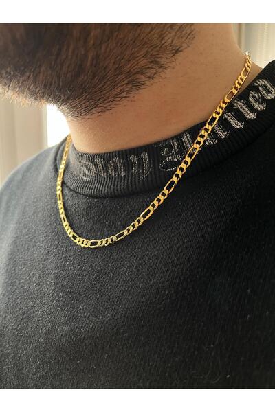 sorti takı aksesuar 14 Ayar Altın Kaplama İnce Figaro Erkek Zincir Kolye