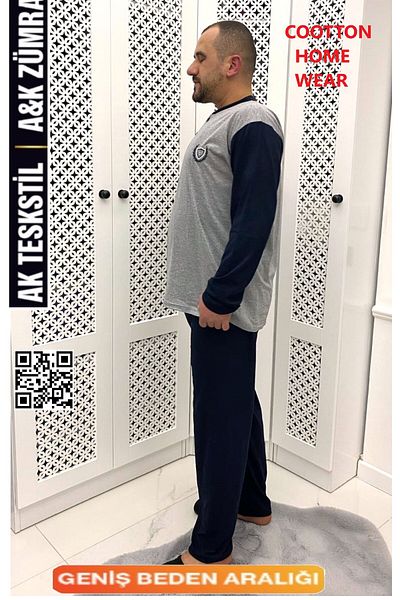 A&K ZÜMRA Economical Combed Cotton Gray Men's Summer Pajamas Set