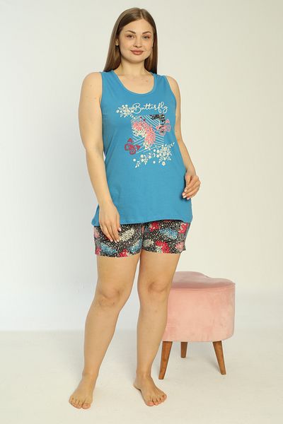 SEBOTEKS Set de pijamale 100% bumbac cu bretele groase, cu pantaloni scurți de mărime mare 14100