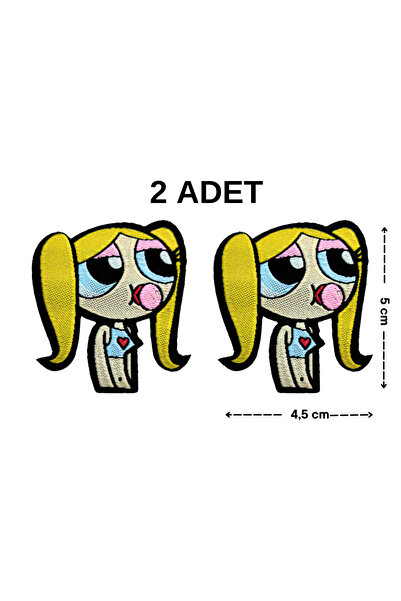 Megas Etiket Ütü ile Yapışan Power Puff Girls "Bubbles" Dokuma Arma Yama