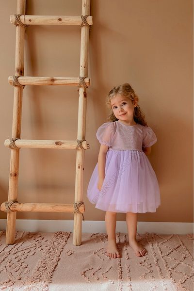 penu baby kids Purple Short Balloon Tulle Baby Girl Dress with Tutu at the Sleeve - Cinderella