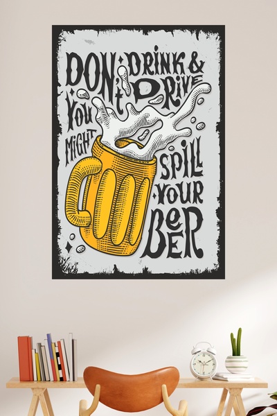 LİPYOS Ρετρό αφίσα από ξύλο MDF 3 mm με θέμα το ποτό μπύρας
