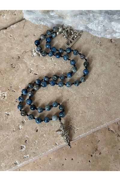 CAPO by Aytaç Yamaç Cherubs Angel Angel Dumortierite Natural Stone Necklace - Blue, Mens