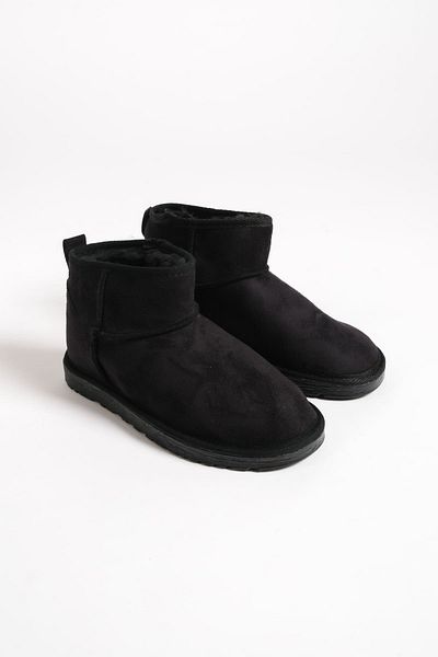 BZ Moda BLİSS Laceless Flat Sole με Γούνα Εσωτερικά Κοντά Suede Γυναικείες Μπότες ST Μαύρο
