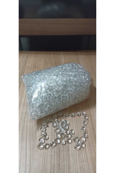 gaziantepavize Pack of 2000 Octagon Stones and Chrome Silver Ring - Wedding Decoration and Organization