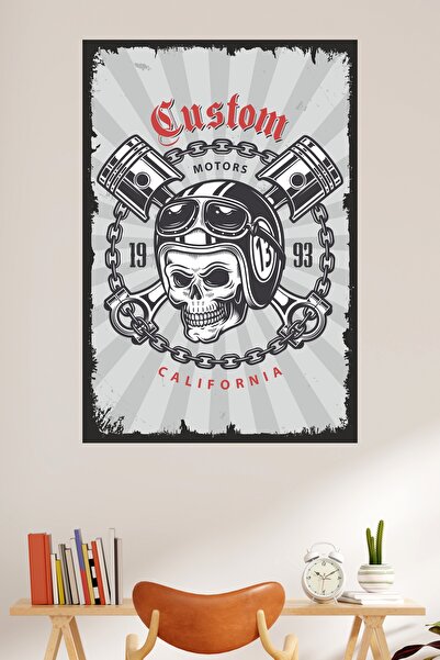 LİPYOS Ρετρό αφίσα από ξύλο MDF 3 mm με θέμα το Skull