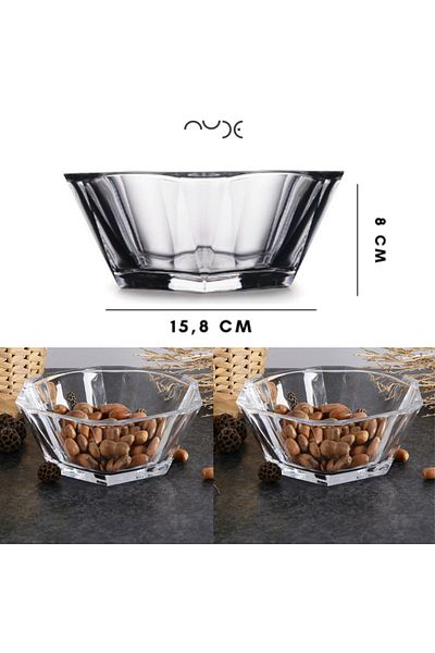 Paşabahçe Nude Reflection 2 Pieces Special Glass Handcrafted Bowl