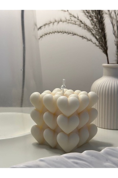 Kalpli bubble nişan söz nikah hediyelik vanilya kokulu soya wax mum