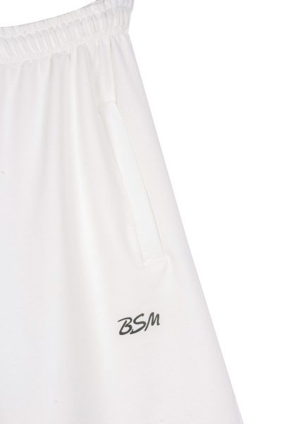 BSM Високоякісні чоловічі бавовняні шорти екрю - на блискавці та з еластичною талією