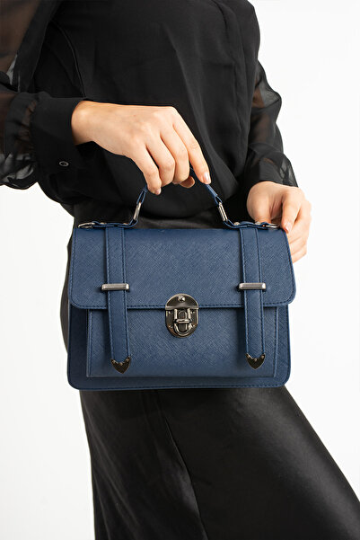 ESTUTE Vegan Deri Ayarlanabilir Uzun Askılı Kilitli Kadın Çantası Omuz Çantası