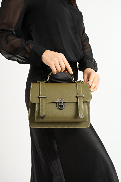 ESTUTE Vegan Deri Ayarlanabilir Uzun Askılı Kilitli Kadın Çantası Omuz Çantası