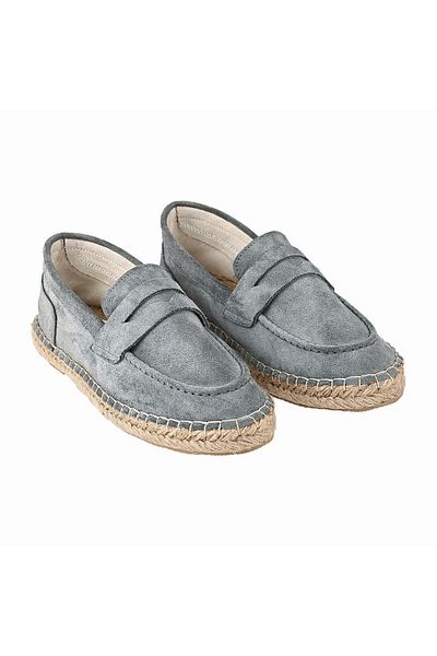 NOOSY Genuine Leather Gray Unisex Handmade Espadrille