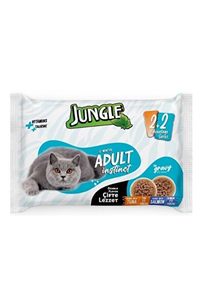 Jungle Çifte Lezzet Yetişkin Kedi Ton Ve Somon Parçalı 100*4 gr