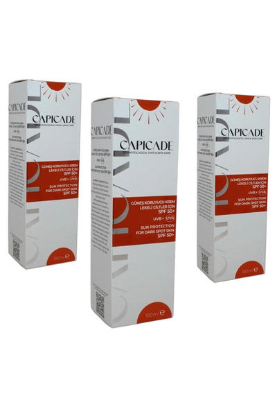 Capicade Spf 50 Güneş Koruyucu Krem Lekeli Ciltler 100ml X3