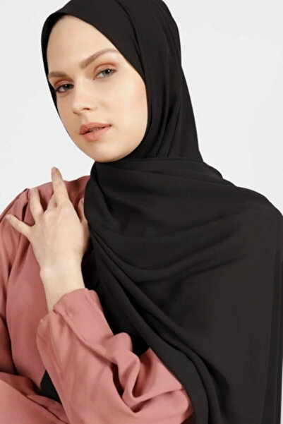 İSTANBULSTYLEMODA Şal din şifon creponat Negru210x 75 Flr 241433