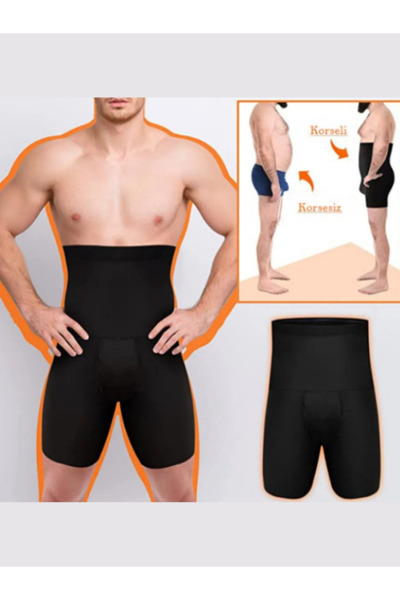 FF FİT FORM GİYİM Ανδρικό σετ 2 τεμαχίων μπόξερ κορσέ σιλικόνης με συσφιγκτικό ομφαλό