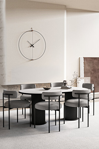 AVVİO Vienna Teddy Sandalye 80x140 Yemek Masası Mutfak Masası 6 Kişilik Masa ...