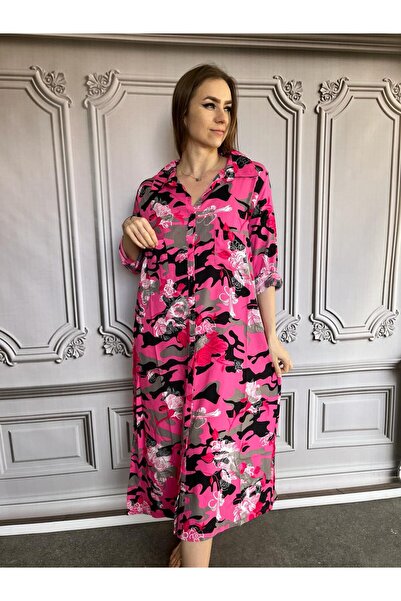 Butik Ayseba BUTİK AYSEBA KADIN KAMUFLAJ GÖMLEK ELBİSE