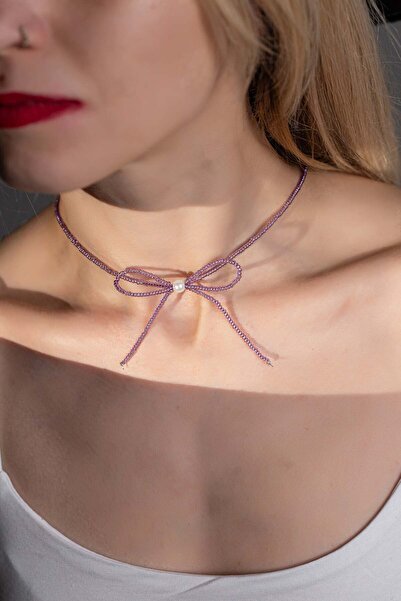la reyy jewerly El Yapımı lila Fiyonk Kolye