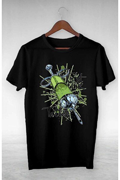 PERISENSE Tricou supradimensionat unisex pentru bărbați cu tatuaj cu ac imprimat