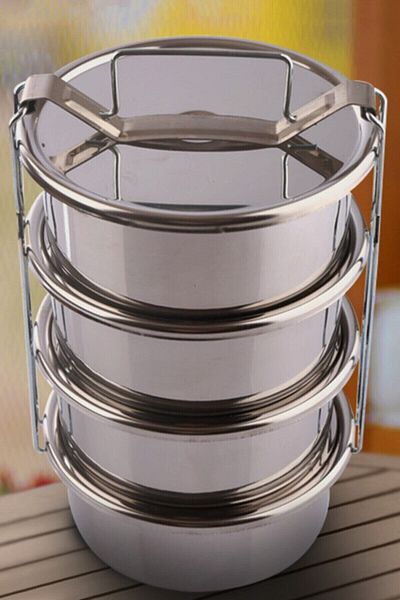 Gerçektrend 4-Piece Stainless Steel Expedition Food Carrying Container 14x21