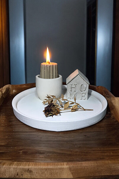 RocArt Home Beton Yuvarlak Sunum Tepsisi