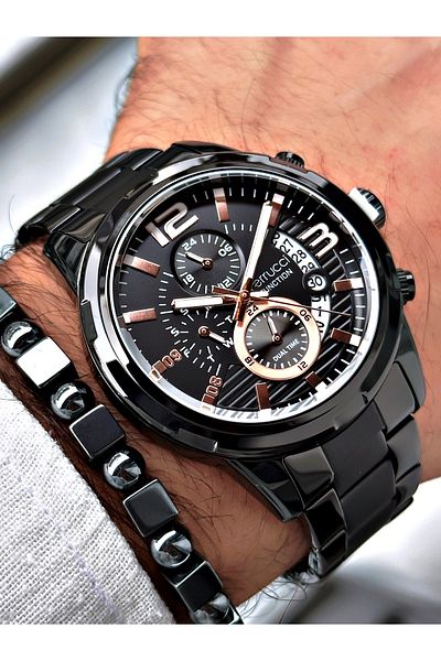 Ferrucci Silver Color Function Steel Case Men's Wristwatch + Bracelet Gift