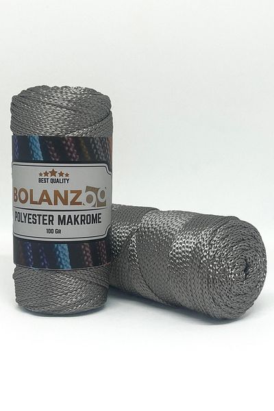 Bolanzoo 2 Pieces 100gr Polyester Macrame Silver 3mm Knitting Yarn