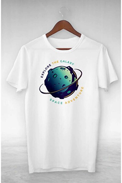 PERISENSE تي شيرت كبير الحجم مطبوع عليه مغامرة الفضاء للنساء والرجال للجنسين