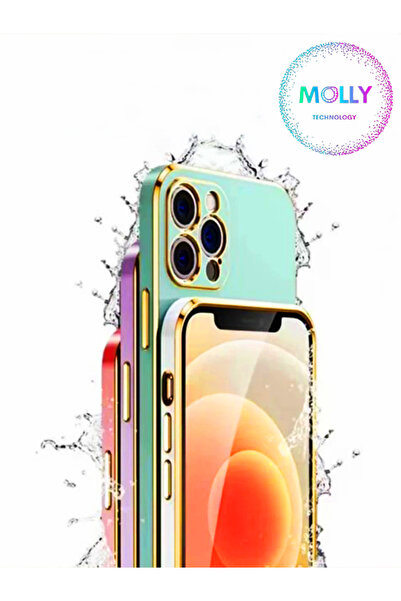 Molly İnfinix Hot 12 İçin Petrol Mavisi Kenarları Gold Detaylı Lüks Silikon Kılıf