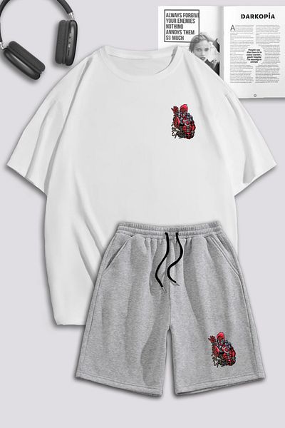 macklin Unisex Γυναικεία Ανδρικά Σετ φόρμας Marvel Deadpool με στάμπα προσαρμοσμένης σχεδίασης Oversize μπλουζάκι και σορτς