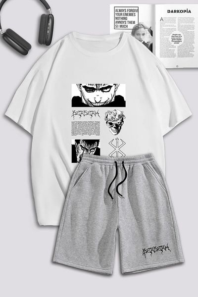 macklin Unisex Γυναικεία Ανδρικά Berserk Anime με τυπωμένο ειδικό σχέδιο Oversize Σετ φούτερ και σορτς