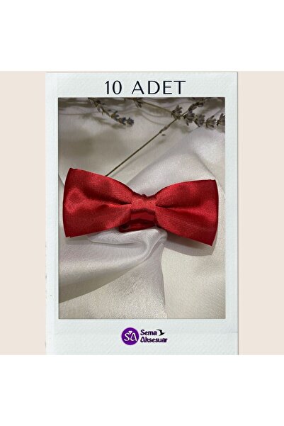 sema aksesuar 10 Pieces April 23 Special Red Bow Tie - Unisex Children's Adjustable Bow Tie - 19 May, 30 August