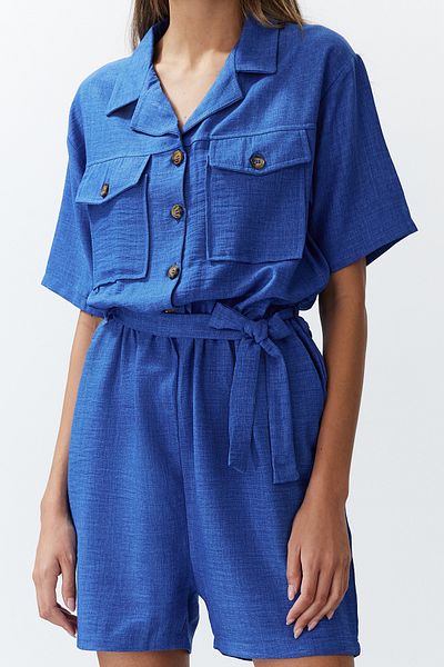 Edit by Trendyol Overal Saks Linen Look s detailom viazania a vreckami TEDSS24TU00000