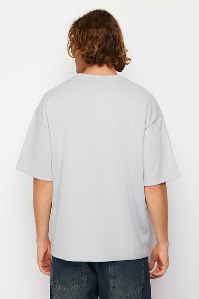 Trendyol Collection Gray Text Printed Wide Cut T-Shirt - TMNSS23TS00083