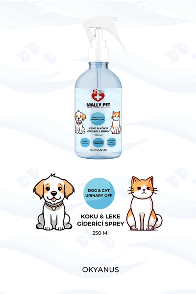 MALLY PET PROFESSIONEL PET CARE Evcil Hayvanlar Için Leke Ve Koku Giderici Sprey Okyanus Kokulu 250 ml
