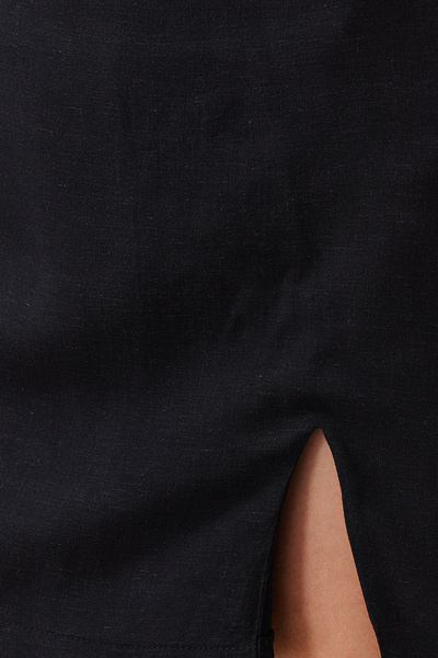 Trendyol Collection Μαύρο υφαντό λινό με σχισμή ανάμεικτο σορτς φούστα TBESS24SR00009