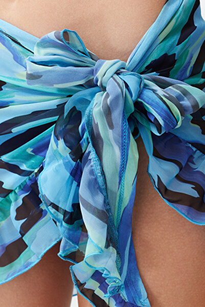 Trendyol Collection Mini Woven Chiffon Beach Pareo with Abstract Pattern Tbess23Pr00008