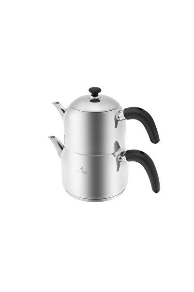 Karaca Edge Mini Induktion Base Teekanne Schwarz Set Teekanne 1 Liter + Teekannendeckel Trinker 1,5